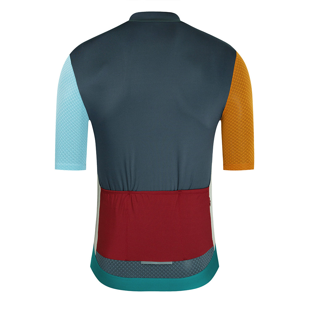 YKYW 2024 Men's New Cycling Jersey Moisture Wicking Quick Dry Multiple Color Combinations Colorblocking Dark Blue+Brown