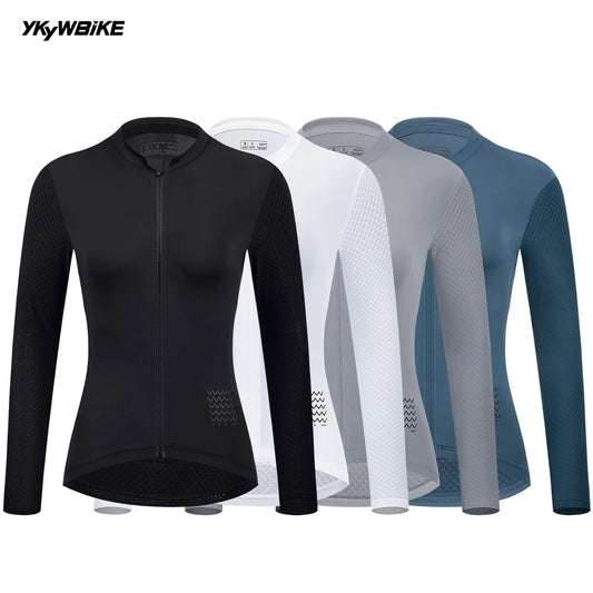 YKYW 2025 Women Cycling Jersey Long Sleeve Spring Breathable Road Bike Shirt KK Zipper Tight Fit Bicycle Jersey