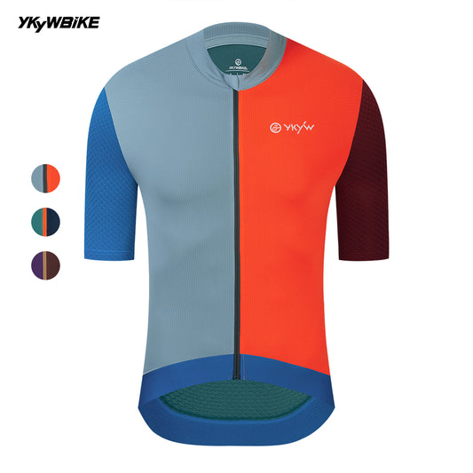 YKYW Summer Men's New Short Sleeve Cycling Jersey Moisture Wicking Quick Dry Multiple Color Combinations Breathable Bicycle T-Shirt Orange Gray