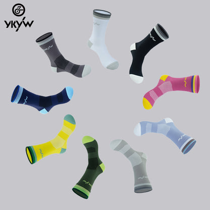 YKYW Unisex Cycling Socks Running Professional Sport Knitted High Elasticity Socks Wicking Antibacterial Durable 11 Colors