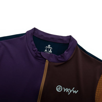 YKYW Multiple Color Men's Summer Short Sleeve Cycling Jersey Moisture Wicking Quick Dry Breathable Bicycle Sports T-Shirt Purple Brown