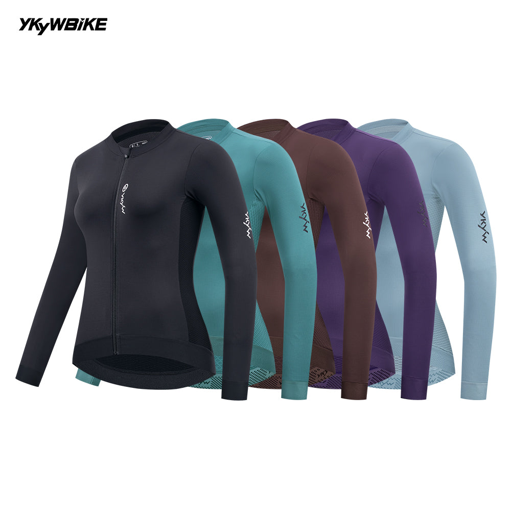 YKYW Summer 2025 Women's Thin Long Sleeve Cycling Jersey Bicycle Clothes Spring Autumn Riding Breathable Road Bike Slim Shirt Tops Solid 5 Colors