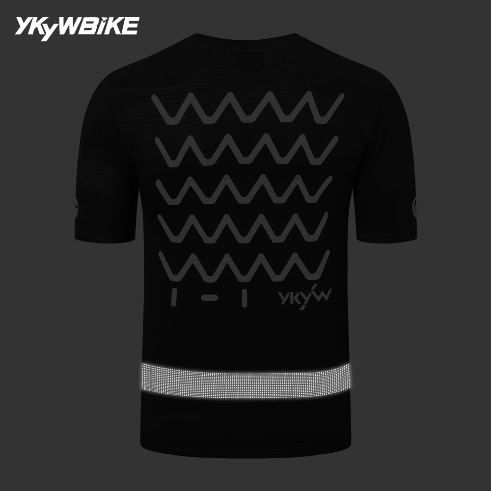 YKYW Men's Cycling Jersey Short Shirt Summer Bicycle Shirt Road Bike MTB Jersey Sport T-shirt Gym Training Breathable Quick Drying Top Black