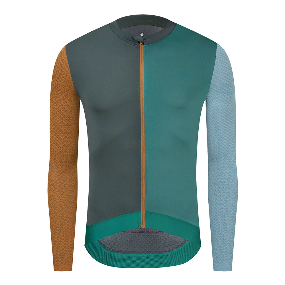 YKYW Men's Long Sleeve Cycling Jersey Moisture Wicking Quick Dry Multiple Color Combinations Colorblocking Breathable Bike Sports Clothing