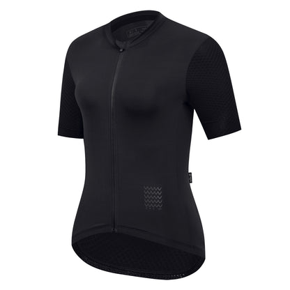 YKYW 2025 Women Short Sleeve Cycling Jersey Summer Quick Dry Road Bike Shirt Breathable Reflective Pro Cycling Clothes Tight Fit Bicycle Tops Black