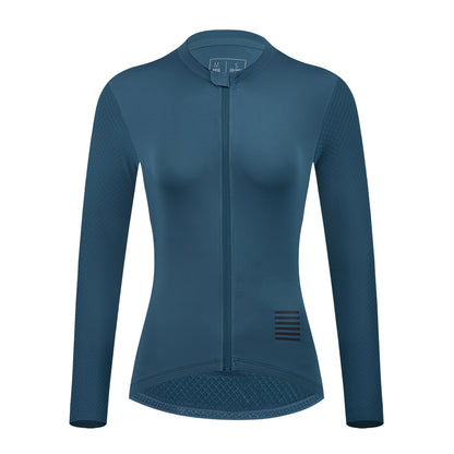 YKYW Women's Cycling Jersey Long  Sleeve Breathable Road Bike Shirt Female Bicycle Jersey MTB Cycling Clothing Tops Blue Color