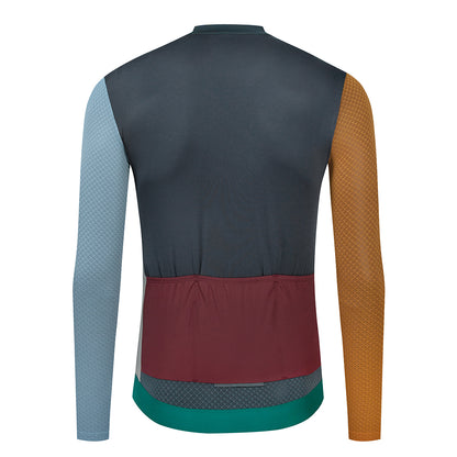 YKYW Men's Long Sleeve Cycling Jersey Moisture Wicking Quick Dry Multiple Color Combinations Colorblocking Breathable Bike Sports Clothing