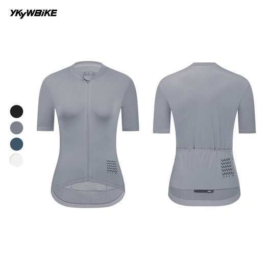 YKYW 2025 Women Short Sleeve Cycling Jersey Summer Quick Dry Road Bike Shirt Breathable Reflective Pro Cycling Clothes Tight Fit Bicycle Tops Dusk