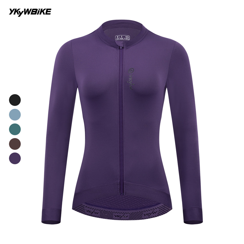 YKYW 2025 Women Pro Long Sleeve Cycling Jersey Road Bike YKK Zipper Long Shirt Spring Summer Autumn Bicycle Biking Clothing Slim Riding Tops Purple