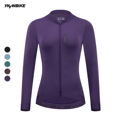 YKYW 2025 Women Pro Long Sleeve Cycling Jersey Road Bike YKK Zipper Long Shirt Spring Summer Autumn Bicycle Biking Clothing Slim Riding Tops Purple