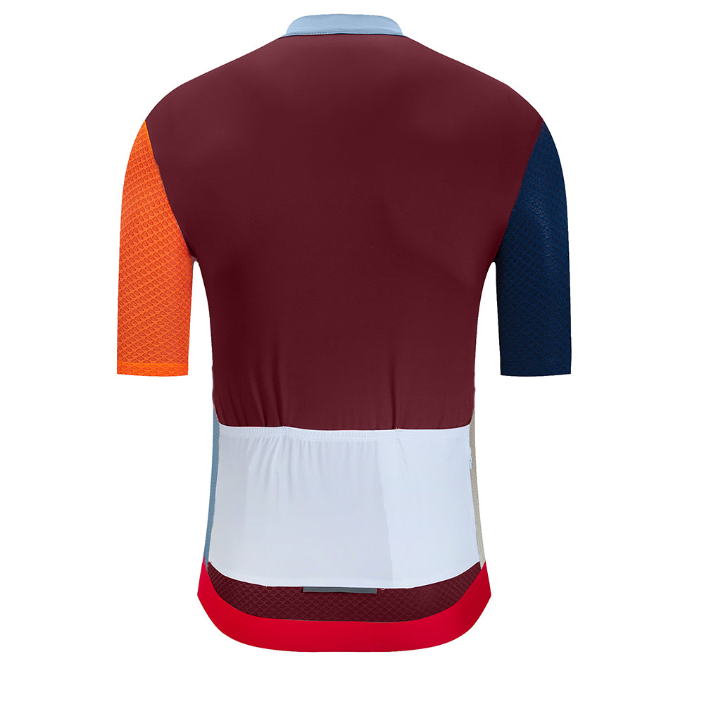 YKYW Men's New Cycling Jersey Moisture Wicking Quick Dry Multiple Color Combinations Colorblocking Dark Blue+Brown