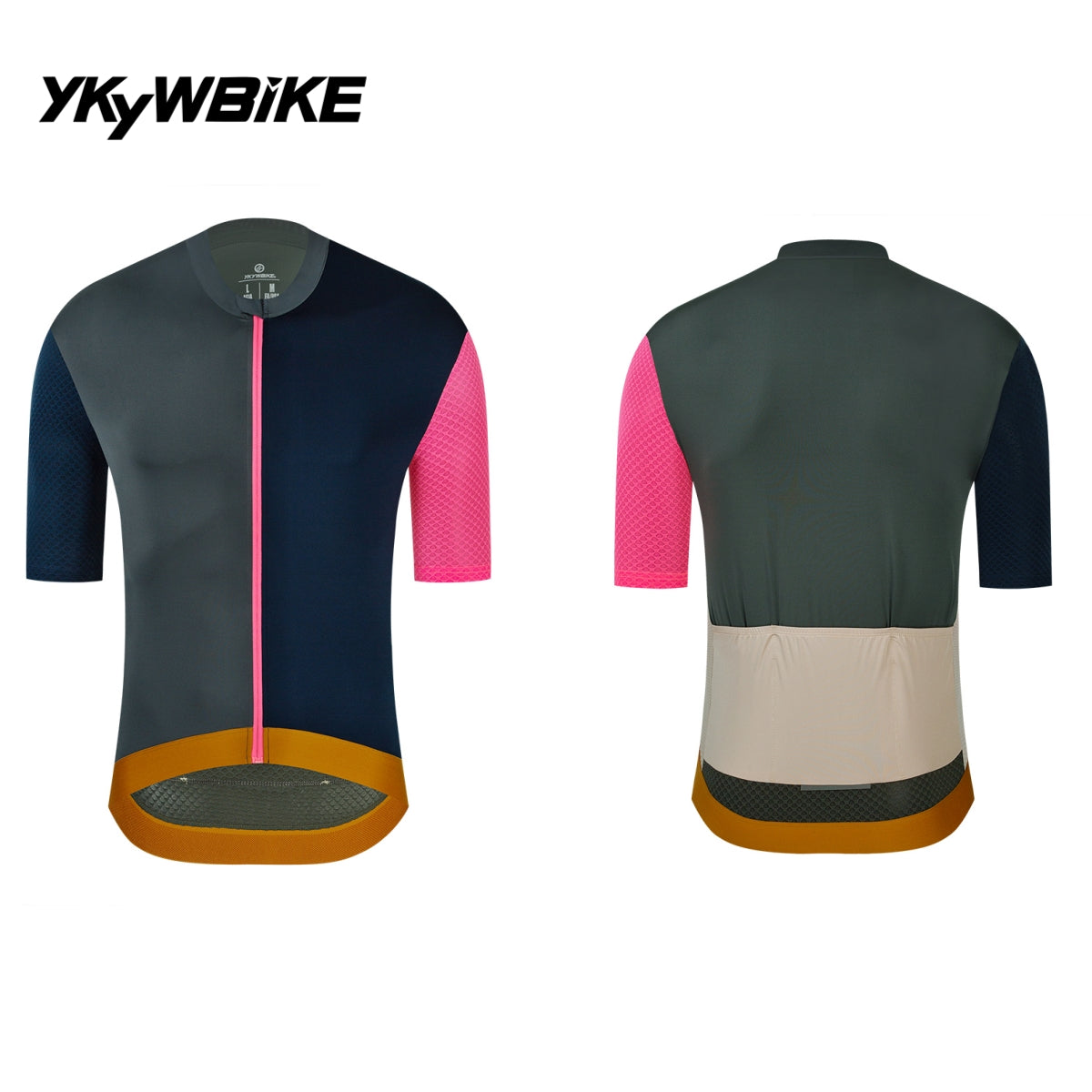 YKYW 2024 Men's New Cycling Jersey Moisture Wicking Quick Dry Multiple Color Gray+Dark Blue