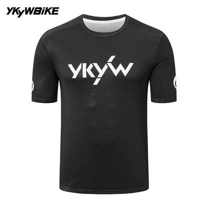 YKYW Men's Cycling Jersey Short Shirt Summer Bicycle Shirt Road Bike MTB Jersey Sport T-shirt Gym Training Breathable Quick Drying Top Black