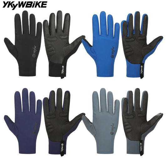 YKYW 2025 Men's Women's Cycling Gloves Full Finger Universal Winter Warmth Shock-absorbing Touch Screen Anti Slip Road Bike Gloves MTB Gloves