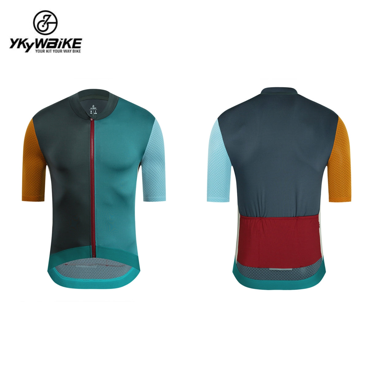 YKYW 2024 Men's New Cycling Jersey Moisture Wicking Quick Dry Multiple Color Combinations Colorblocking Burgundy + Dark Blue