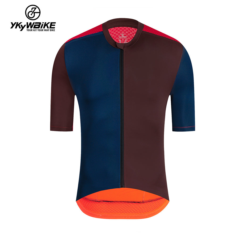 YKYW 2024 Men's New Cycling Jersey Moisture Wicking Quick Dry Multiple Color Gray+Dark Blue