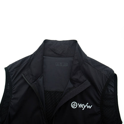 YKYW Men's Sleeveless Cycling Vest Windproof Waterproof Summer UPF50+ Lightweight Breathable Waistcoat MTB Road Bike Windbreaker Bicycle Clothing Black Color