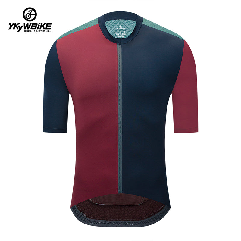 YKYW 2024 Men's New Cycling Jersey Moisture Wicking Quick Dry Multiple Color Gray+Dark Blue