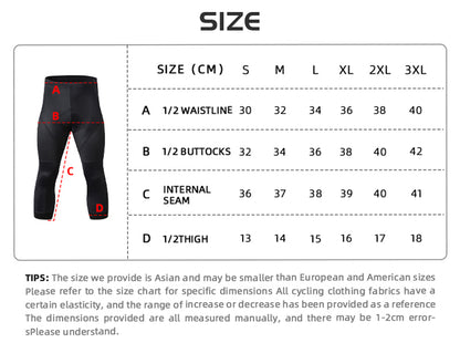 YKYW 2024 Men's 3/4 Cycling Shorts Summer Road Bike 3/4 Tights Pants 6H Padded Pro Team Cycling Tights Black Color