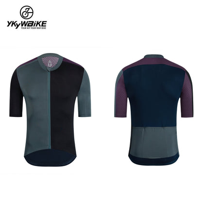 YKYW 2024 Men's New Cycling Jersey Moisture Wicking Quick Dry Multiple Color Gray+Dark Blue