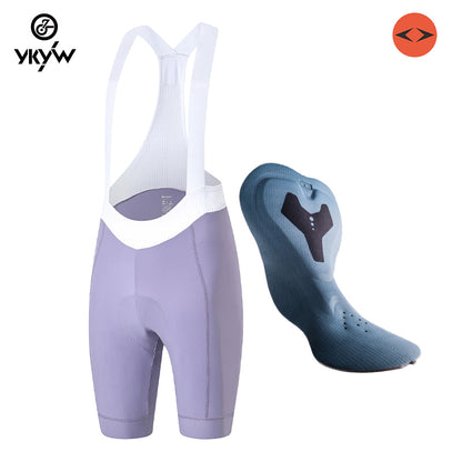 YKYK 2024 Purple Women's Pro Cycling Bib Shorts 7H Ride Summer Breathable Bicycle Sports Clothing High Waist Slimming Tights Bike