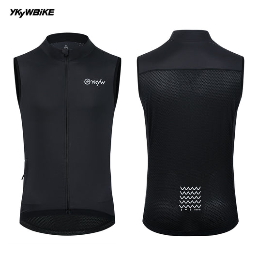 YKYW Men's Sleeveless Cycling Vest Windproof Waterproof Summer UPF50+ Lightweight Breathable Waistcoat MTB Road Bike Windbreaker Bicycle Clothing Black Color