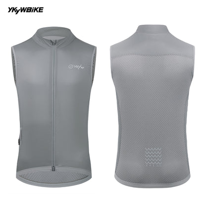 YKYW UPF50+ Windproof Waterproof Sleeveless Cycling Vest Lightweight Breathable Waistcoat Windbreaker MTB Road Bike Clothing Bicycle Tights Gray Color