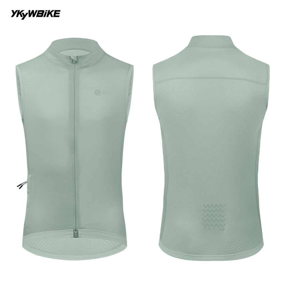 YKYW UPF50+ Windproof Waterproof Sleeveless Cycling Vest Lightweight Breathable Waistcoat Windbreaker MTB Road Bike Clothing Bicycle Tights Gray Color