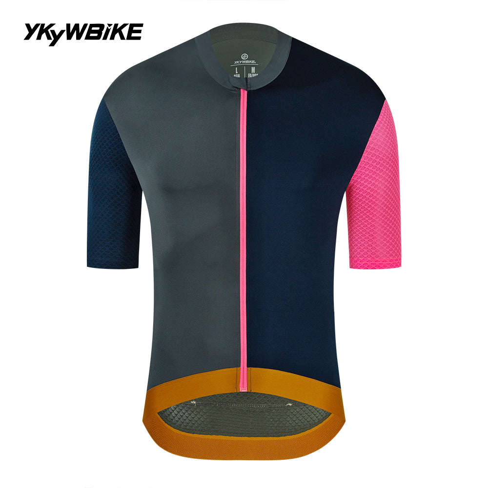 YKYW 2024 Men's New Cycling Jersey Moisture Wicking Quick Dry Multiple Color Gray+Dark Blue