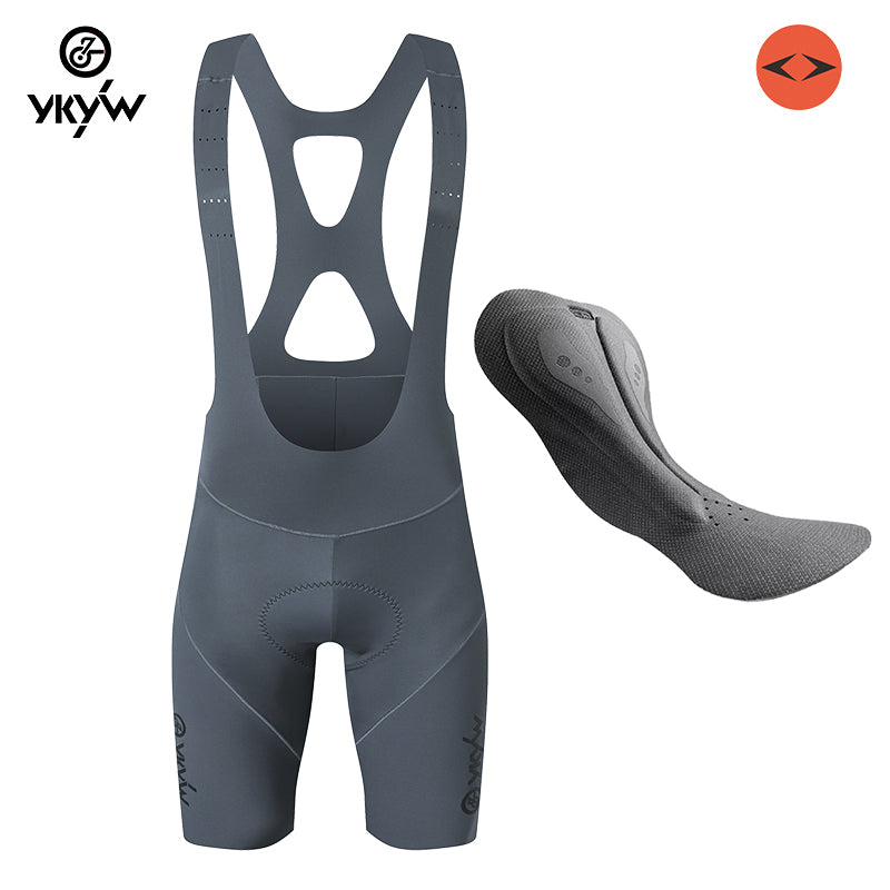 YKYW Men's 7 Hours Riding Seamless Cycling Bib Short Elastic Interface Summer Breathable Bicycle Bib Pants Blue