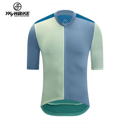 YKYW Men's New Cycling Jersey Moisture Wicking Quick Dry Multiple Color Combinations Colorblocking Dark Blue+Brown