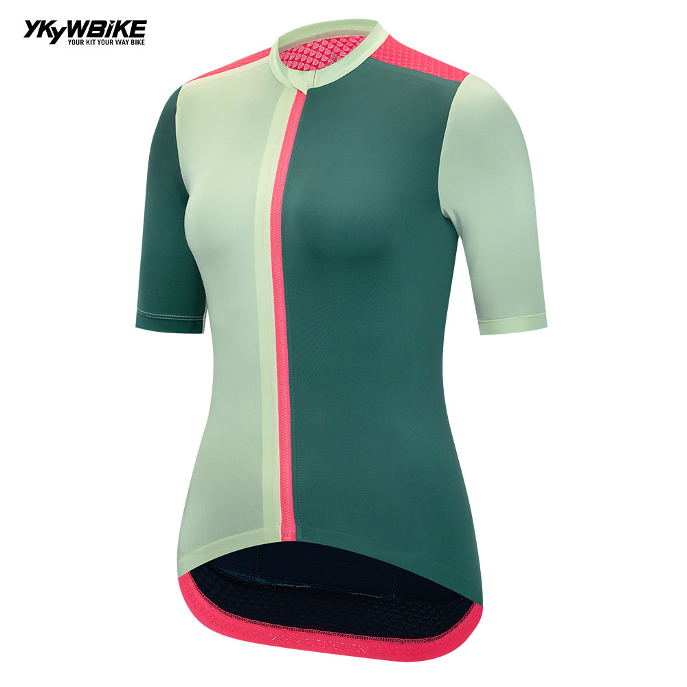 YKYW 2024 Women Cycling Pro Team Jersey Short Sleeve Moisture Wicking Quick Dry Multiple Color Combinations Colorblocking